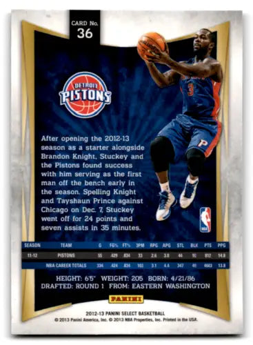 Rodney Stuckey 2012-13 Panini Select basketball card with original gloss, Pistons