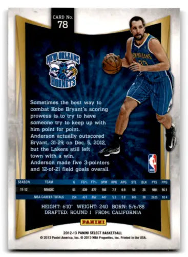 2012-13 Panini Select #78 Ryan Anderson basketball card with original gloss from Hornets