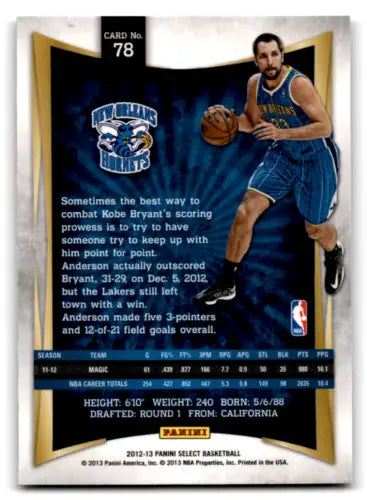 Panini Select original gloss Ryan Anderson trading card for Hornets collectors