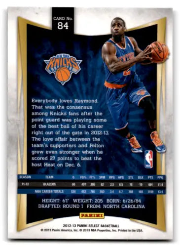 Raymond Felton 2012-13 Panini Select basketball card with original gloss finish