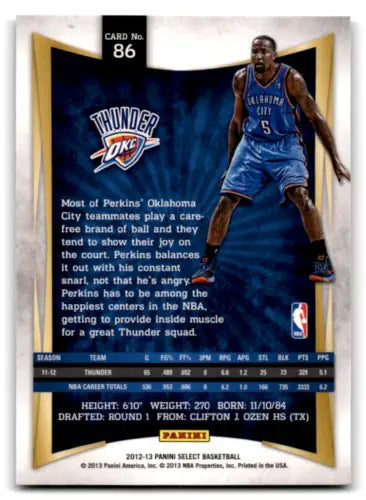 Kendrick Perkins basketball card from 2012-13 Panini Select features original gloss