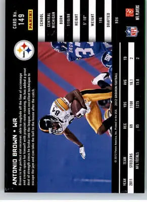 Antonio Brown Pittsburgh Steelers NFL Football Card 2012 Gridiron #149 EX condition