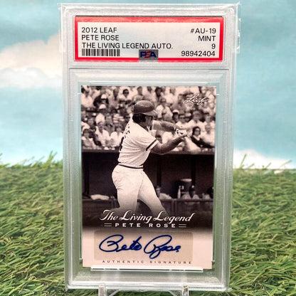 Graded Pete Rose autographed baseball card from 2012 Leaf Living Legend series