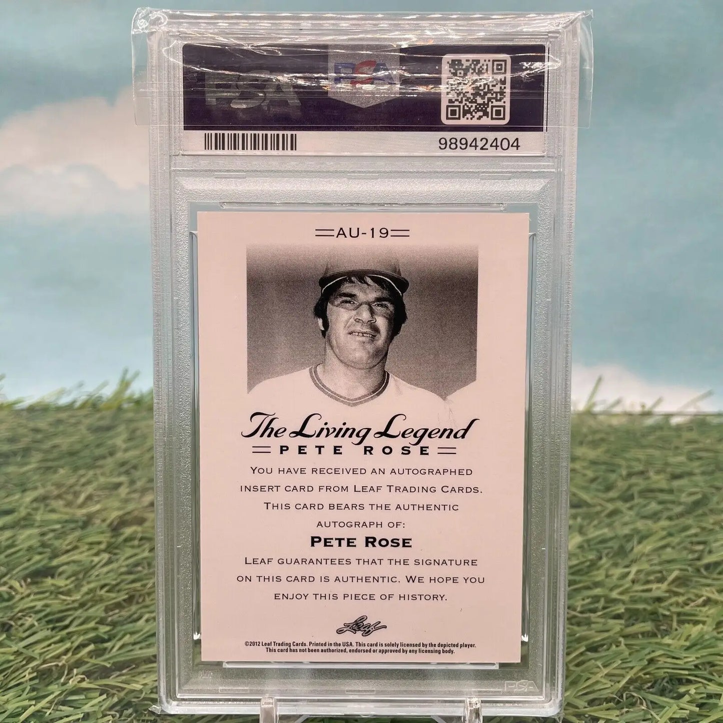 Graded Pete Rose autographed baseball card from 2012 Leaf Living Legend series