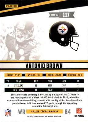 Antonio Brown Pittsburgh Steelers football card from 2012 Rookies and Stars collection