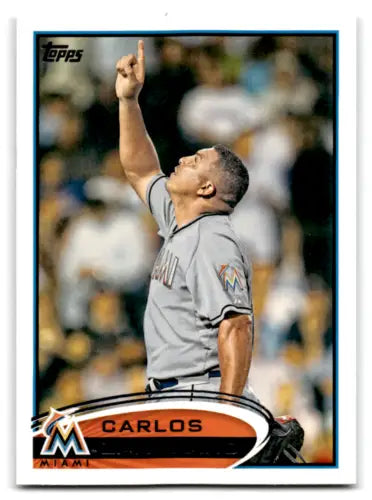 Carlos Zambrano baseball card 2012 Topps #425 with original gloss and Marlins design