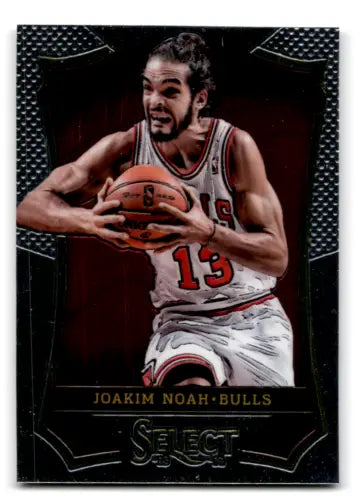 Basketball trading card of Joakim Noah in a white jersey by Panini Select original gloss