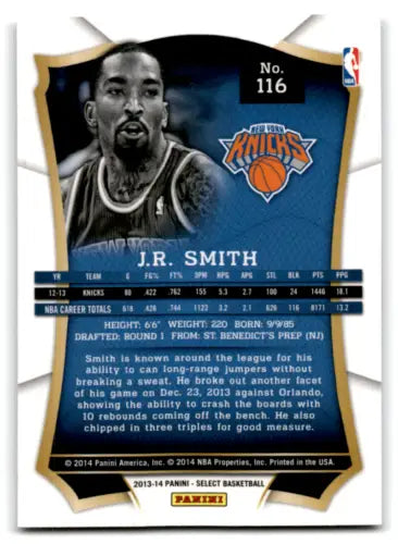 J.R. Smith basketball card from 2013-14 Panini Select in original gloss condition