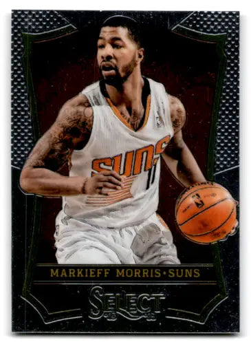 Basketball trading card of Markieff Morris in a white Phoenix Suns jersey, Panini Select