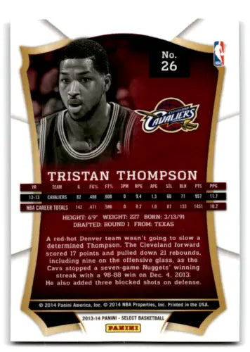 Basketball trading card of Tristan Thompson from 2013-14 Panini Select original gloss