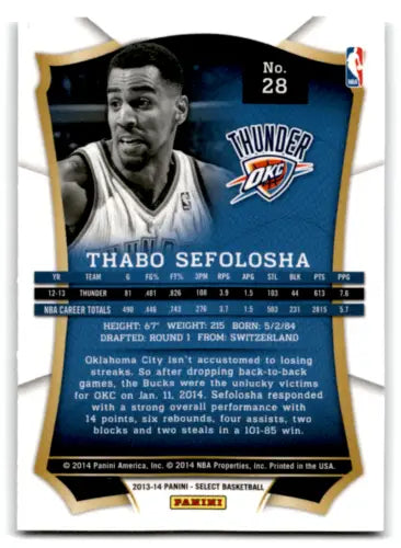 Thabo Sefolosha basketball card featuring original gloss from Panini Select 2013-14