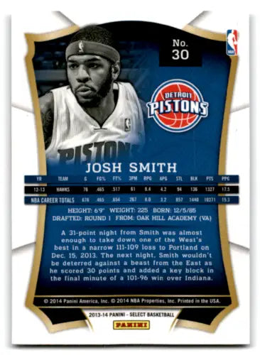 Josh Smith basketball card 2013-14 Panini Select with original gloss in EX/NM condition