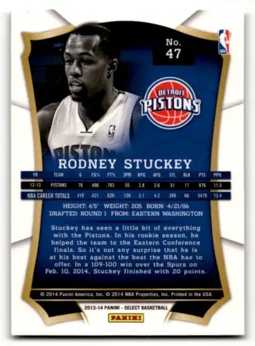 Basketball trading card of Rodney Stuckey from 2013-14 Panini Select with original gloss