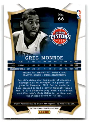 Greg Monroe basketball card from 2013-14 Panini Select with original gloss finish