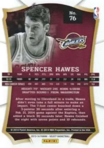 Spencer Hawes basketball card from 2013-14 Panini Select with original gloss finish