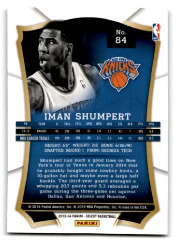 Basketball trading card of Iman Shumpert in black and white from Panini Select