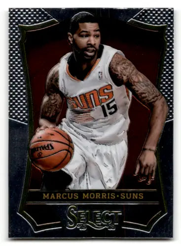 Basketball trading card of Marcus Morris in white jersey from 2013-14 Panini Select