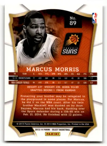 Basketball trading card of Marcus Morris from Panini Select with original gloss