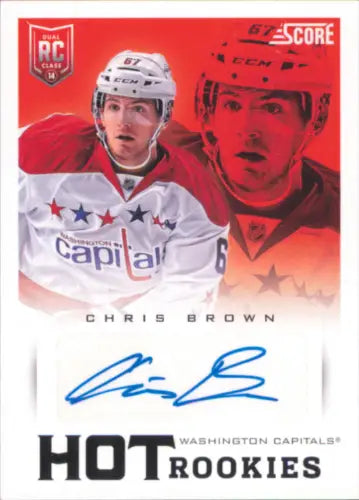 Chris Brown Autograph 2013-14 Score Hot Rookie Signatures Hockey Card Capitals NM-MT