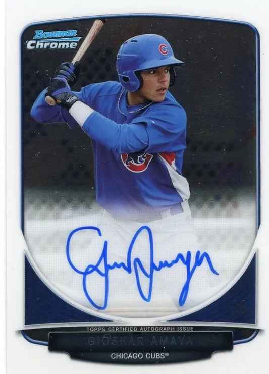 Signed 2013 Bowman Chrome Gioskar Amaya Autograph Chicago Cubs MLB Baseball Card