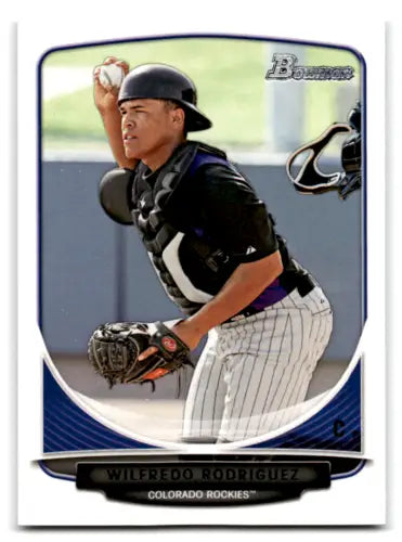 Baseball card featuring BP58 Wilfredo Rodriguez from Bowman Prospects with original gloss