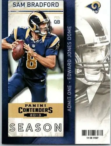 Sam Bradford football card from 2013 Playoff Contenders with original gloss finish