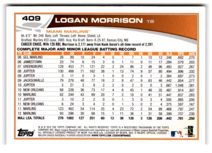 Logan Morrison baseball card 2013 Topps #409 original gloss NM-MT Marlins ID:72518