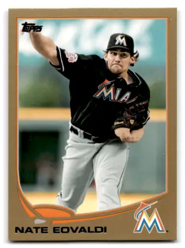 Nate Eovaldi 2013 Topps Gold #563 baseball card featuring original gloss and Marlins logo