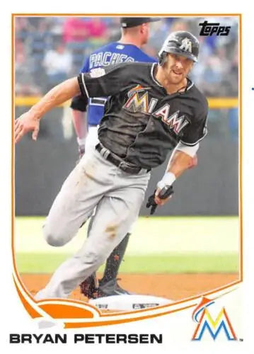 2013 Topps Update US82 Bryan Petersen baseball card with original gloss Marlins features