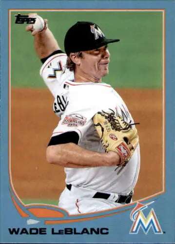 Wade LeBlanc baseball card with original gloss and blue border from 2013 Topps Wal-Mart