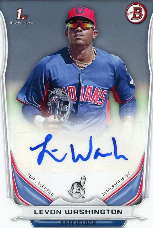 Levon Washington autographed baseball card from 2014 Bowman Levon Washington MLB collection