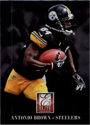 Antonio Brown holding a football in 2014 Elite Pittsburgh Steelers NFL card