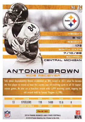 Antonio Brown Pittsburgh Steelers 2014 Rookies and Stars #46 Football Card NM-MT