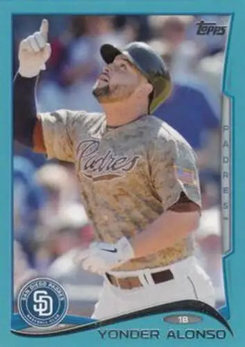 2014 Topps Blue Border #129 Yonder Alonso baseball card with original gloss, Padres