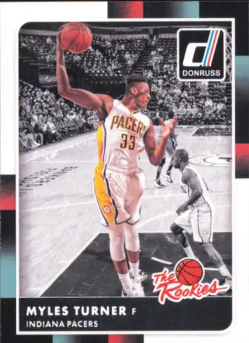 Basketball trading card of Myles Turner, Indiana Pacers, 2015-16 Donruss The Rookies