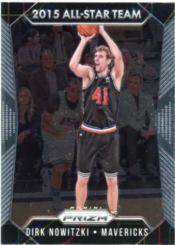 Basketball trading card featuring Dirk Nowitzki of the Dallas Mavericks in Panini Prizm