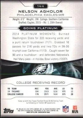 Nelson Agholor trading card from 2015 Topps Platinum Sapphire Refractors NM-MT