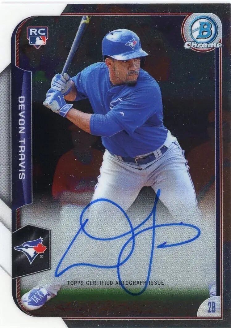 Devon Travis Rookie Autograph on 2015 Bowman Chrome Baseball Card for collectors