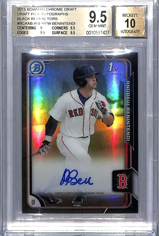 Graded Andrew Benintendi Gem Mint Baseball Card with Rainbow Holographic Finish and Auto