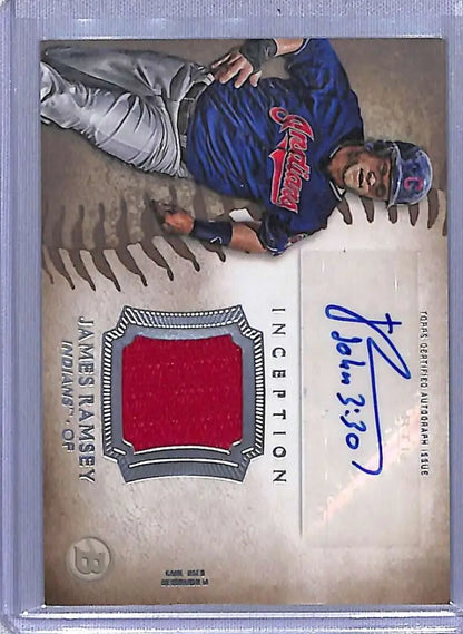 James Ramsey autographed relics baseball card with embedded patch from Minnesota Twins