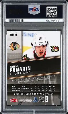 Artemi Panarin 2015 Fleer Showcase Metal Universe Rookies Hockey Card PSA 7