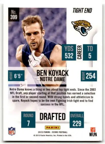 Ben Koyack 2015 Panini Score Rookies football card original gloss Jaguars EX/NM RC