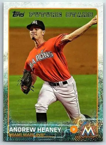 2015 Topps #147 Andrew Heaney Future Star baseball card with original gloss finish