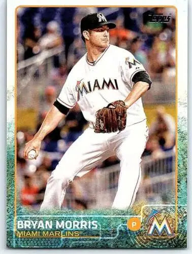 Bryan Morris 2015 Topps #229 baseball card with original gloss, featuring Marlins player