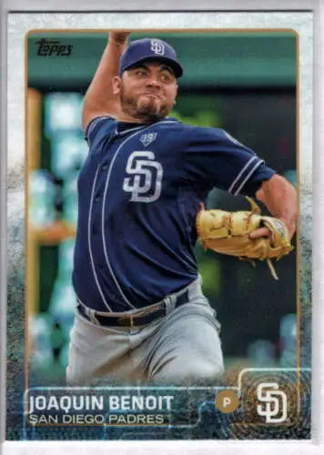 2015 Topps #482 Joaquin Benoit baseball card with original gloss Padres edition