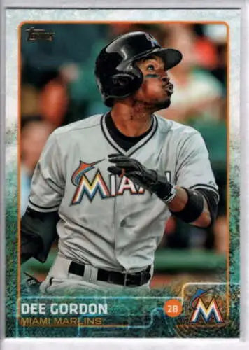 Dee Gordon baseball card 2015 Topps #559 original gloss Marlins collectible