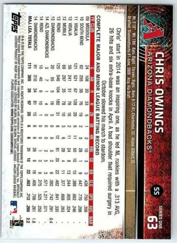 Chris Owings baseball card 2015 Topps #63 NM-MT original gloss Future Star Diamondbacks