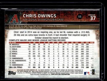 Chris Owings 2015 Topps Chrome Prism Refractor baseball card with stats and career info