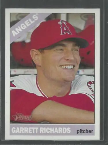 Garrett Richards baseball card from 2015 Topps Heritage with original gloss finish