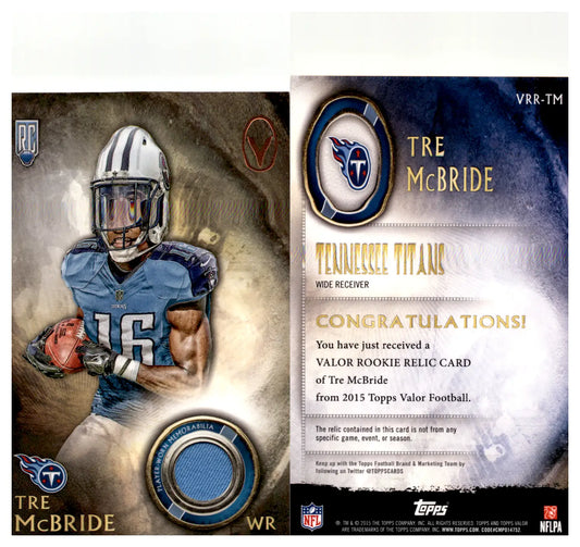 NFL trading card of Tre McBride in Titans jersey holding football, perfect for collectors